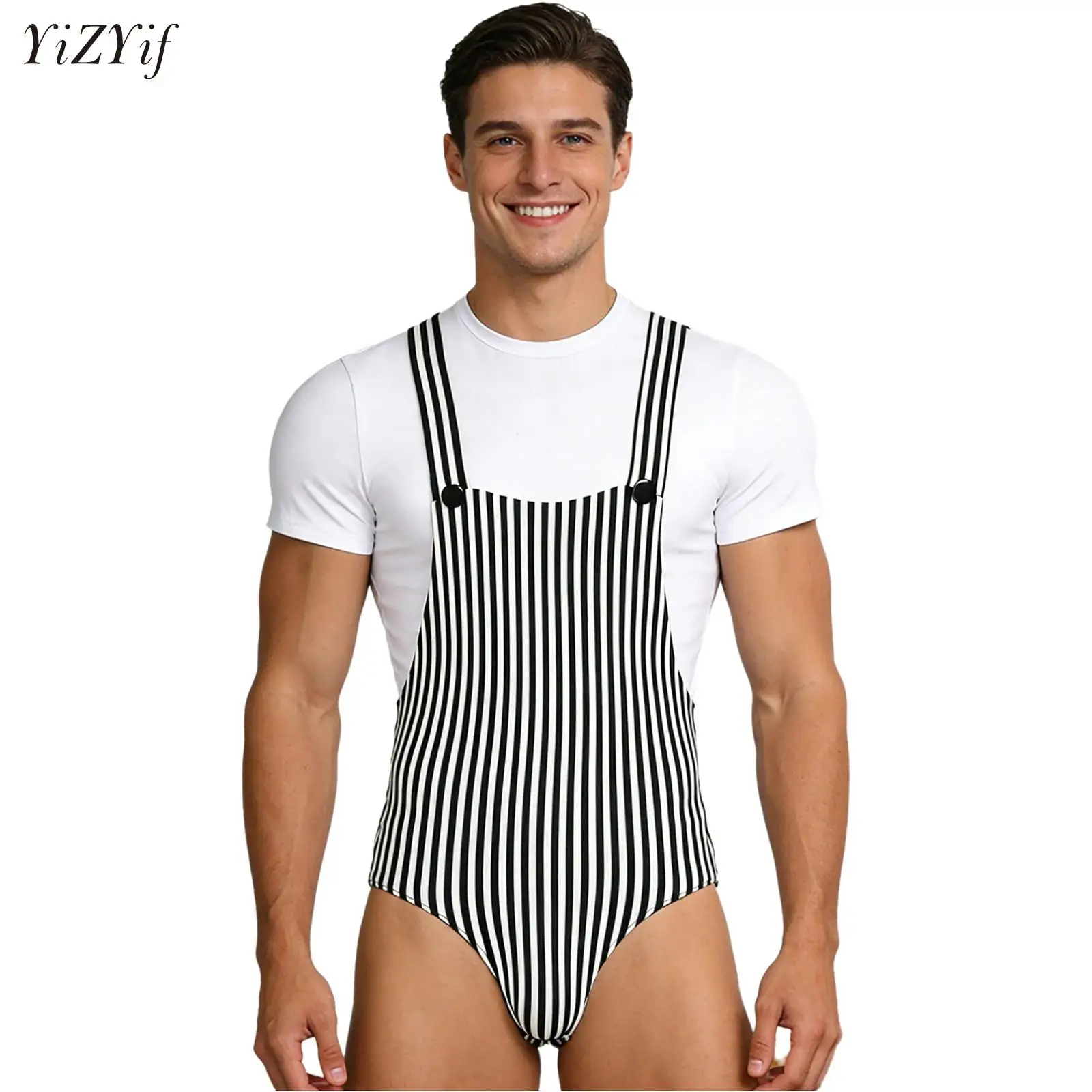 

Мужские пижамные комбинезоны с пуговицами, домашняя одежда, полосатые, с коротким рукавом, удобные, облегающие, повседневные, для взрослых