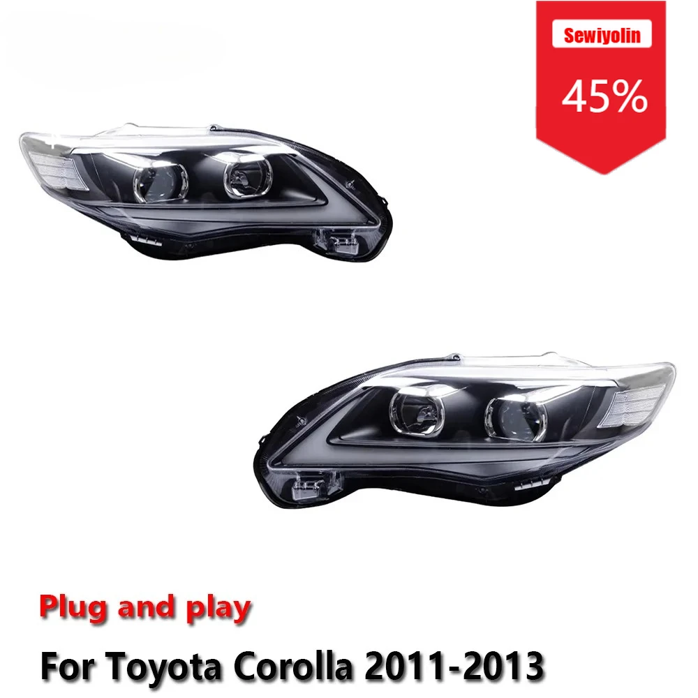 

Sewiyolin Car LED Headlight Assemblies For Toyota Corolla 2011-2013 Fog DRL Brake Turn Signal Lamp Plug and Play