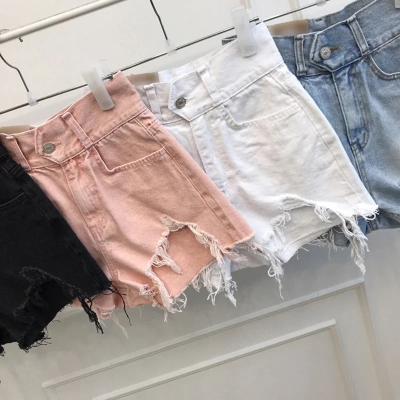 Pantaloncini di Jeans Sexy alla moda a vita alta da donna taglie forti 2023 pantaloncini di Jeans strappati Vintage pantaloncini Streetwear Chic estivi femminili ragazze