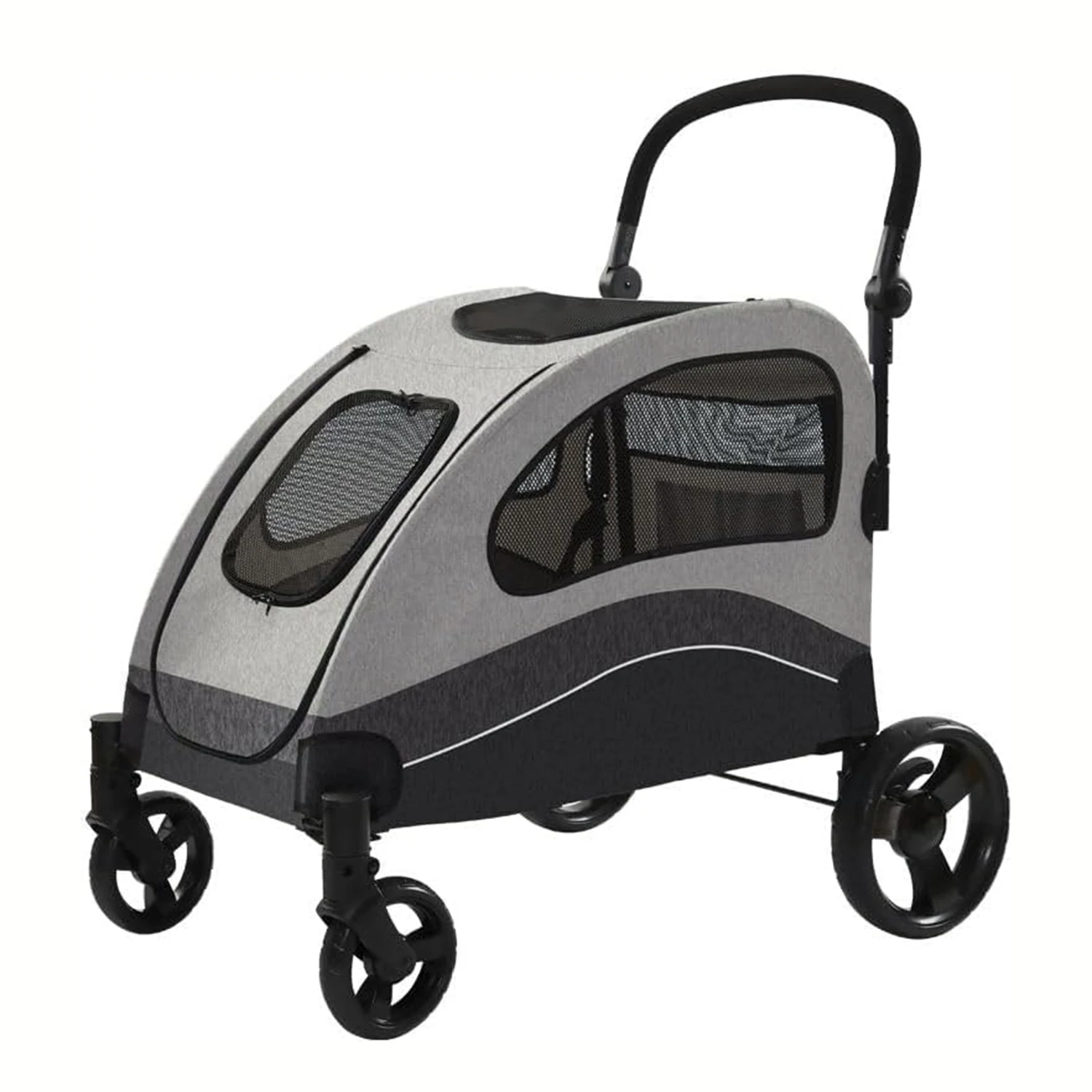 Hondenbuggy, hondenbox, opvouwbare kattenbuggy, 360 graden draaibaar °   Slijtvaste rubberen wielen, dierenwagen met ademend gaas