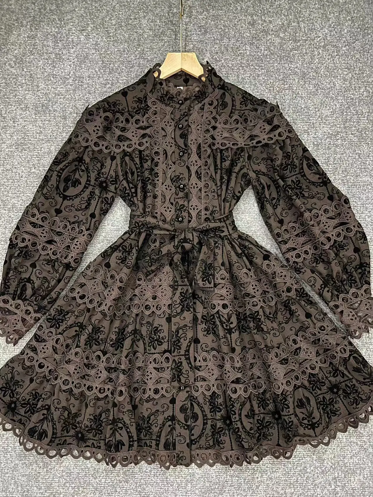 SEQINYY-Mini robe élégante pour femme, impression de fleurs vintage, ceinture de vacances ajourée, nouveau design de mode, printemps et automne