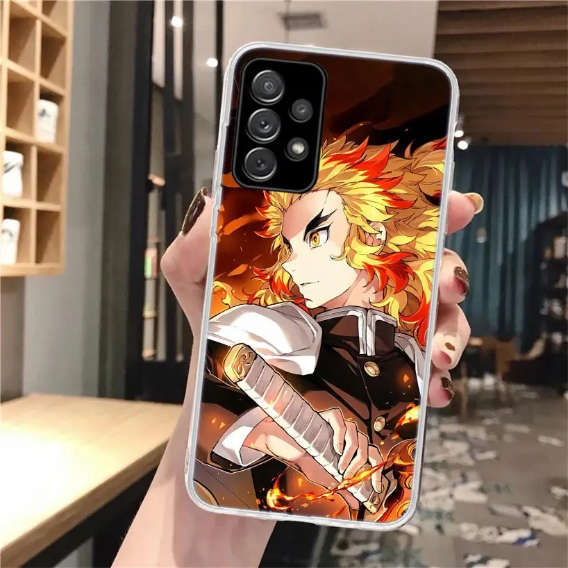 Demon Slayer Rengoku Kyoujurou Soft Phone Case For Samsung Galaxy A14 A13 A12 A15 A54 A53 A52 A55 A34 A33 A32 A35 A24 A23 A22 A2