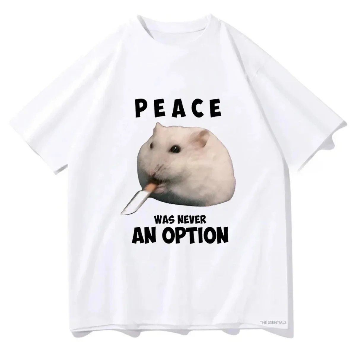 Summer Women Clothing Peace Was Never An Option Hamster Printed T-Shirts Harajuku Aesthetic T-shirt Unisex Streetwear Tees Tops