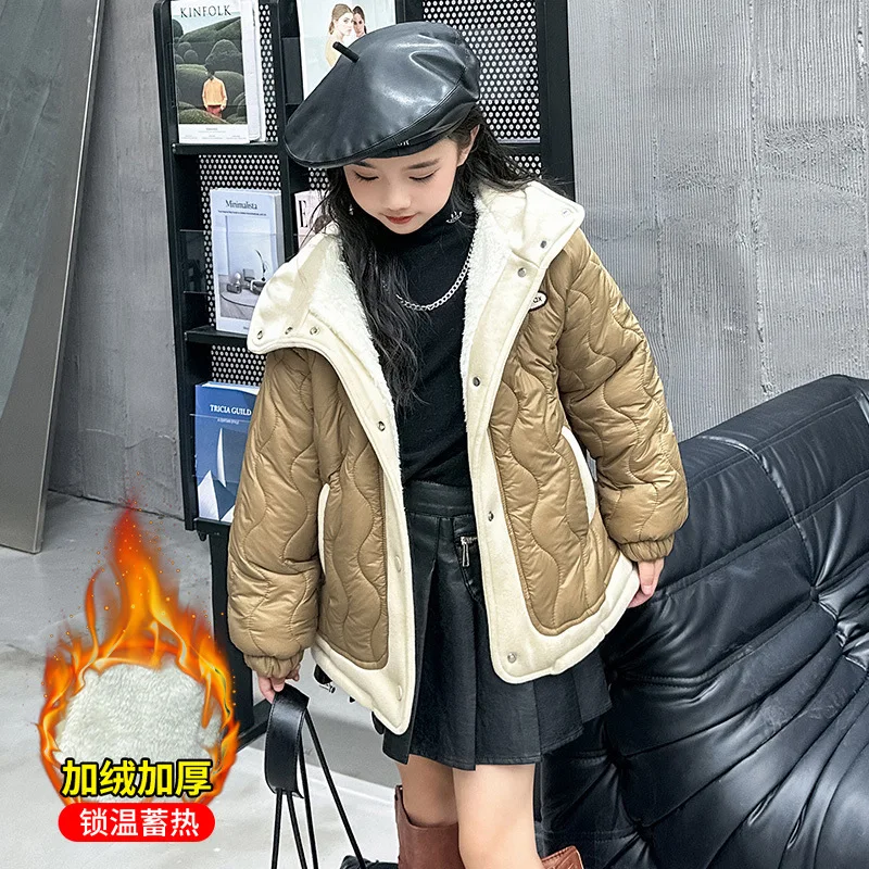 Girls Coat Jacket Winter Cotton Windbreak 2023 Thread Warm Plus Thicken Furs Overcoat Comfortable Children's Clothing