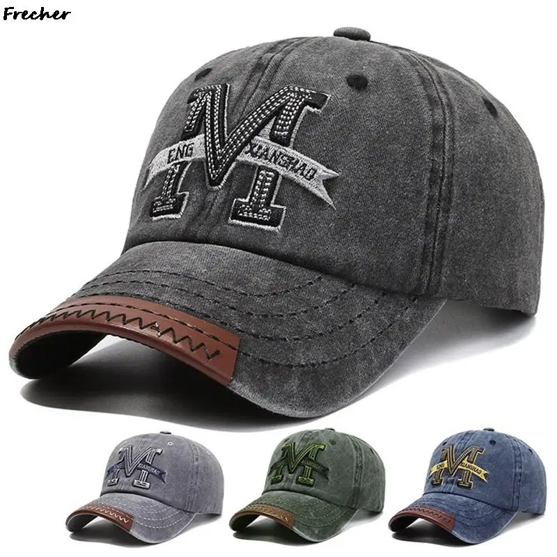 Street Distressed Jeans Hats Vintage Hip Hop Denim Hat Embroidery M Baseball Cap Sports Basketball Golf Tennis Casquette Visors