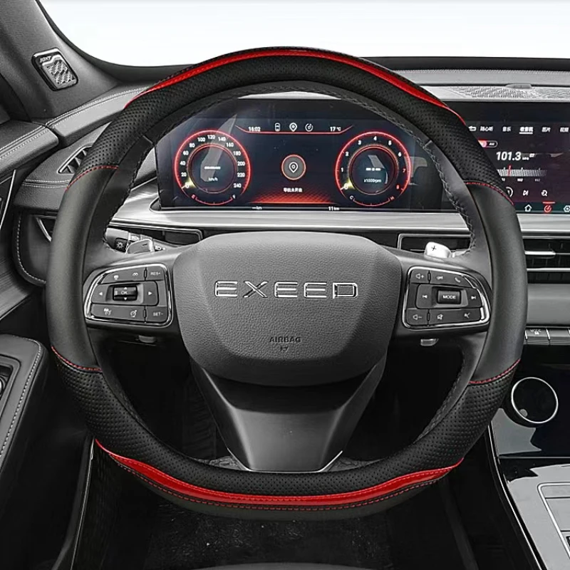 Carbon Fiber +Leather D Shape Car Steering Wheel Cover For Chery Exeed VX 2021 2022 LX 2019-2022 TXL 2019-2022 Auto Accessories