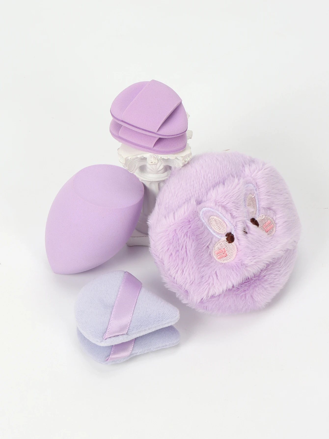 刺繍入りルースパウダーパフ6個セット、水にさらされると膨らむ、濡れた状態でも乾いた状態でも使用可能、あらゆる肌タイプに適しています。