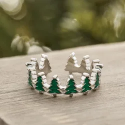 Fashion Christmas Christmas Tree Rings Jewelry Rings for Women Perfect Christmas Jewelry Gifts Anniversary Gifts for Loved Ones