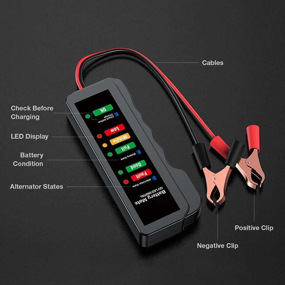 Mini 12V Car Battery Tester - 12 Volt Batteries Check, Vehicle Alternator Test, Diagnostic Tool for Automobile and Motorcycle