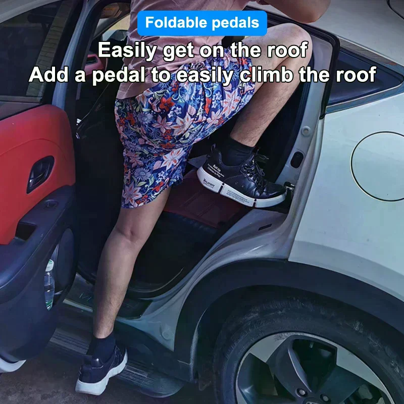 

Складная подножка для автомобиля с аварийным молотком и противоскользящим колесом - прочный многофункциональный крюк для багажника на крыше из алюминиевого сплава