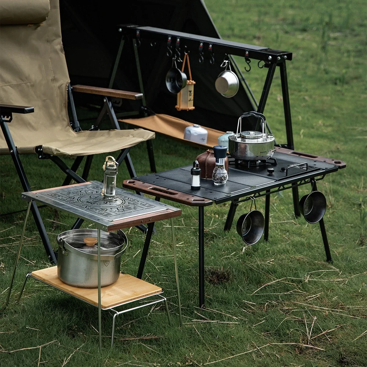 Camping Outdoor Hiking Multi-Functional Picnic Stainless Steel BBQ Table