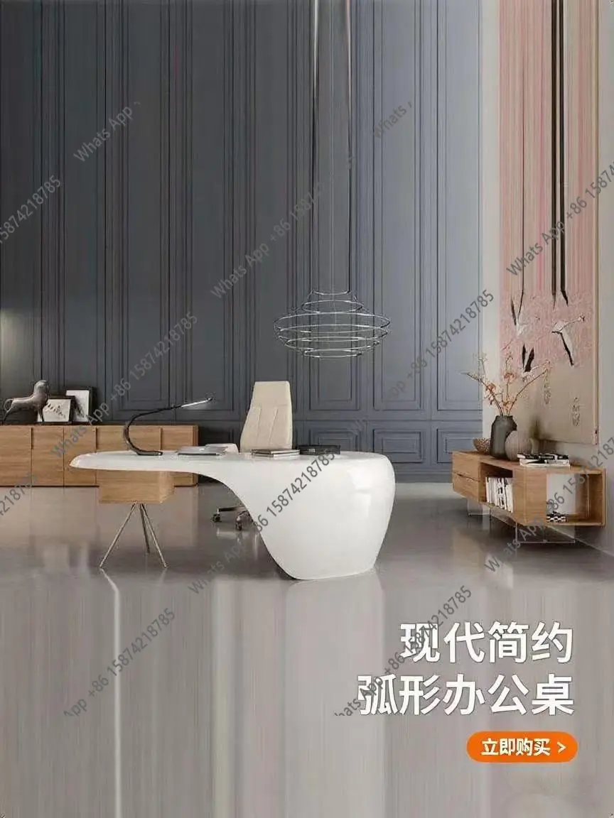 curved desk writing desk designer model Painted boss table simple light luxury simple ,new