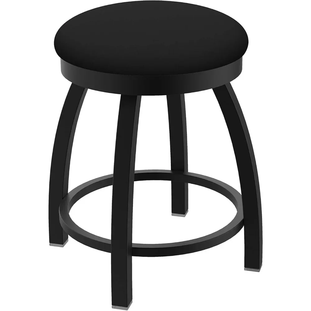 Dining Chairs 18inch Swivel Vanity Stool with Black Wrinkle Finish and Black Vinyl Base Chair High Density Foam Upholstered Seat