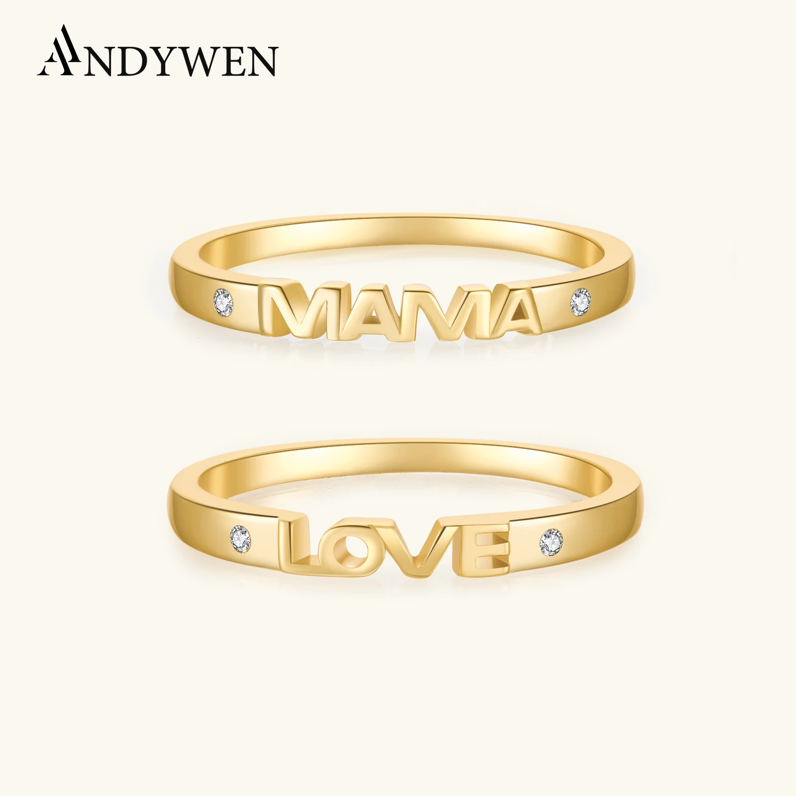 ANDYWEN-anillos de Plata de Ley 925 con circonita transparente para mujer, anillos sencillos de lujo para fiesta de boda, joyería circular para Rock Punk