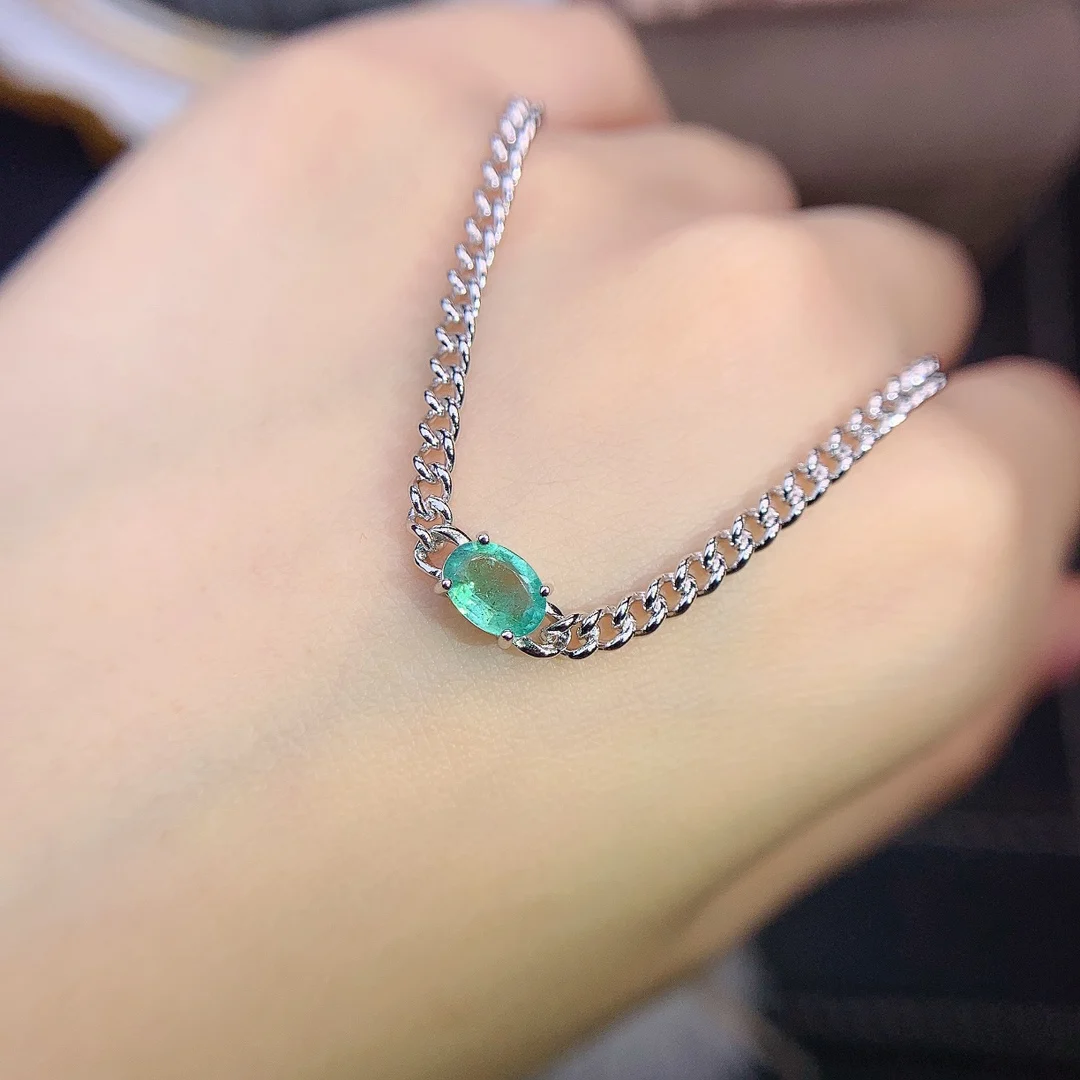 

Natural Emerald Sterling Silver 925 Luxury All Women's Jewelry Bracelet New Gem Christmas Gift Ladies Free shipping