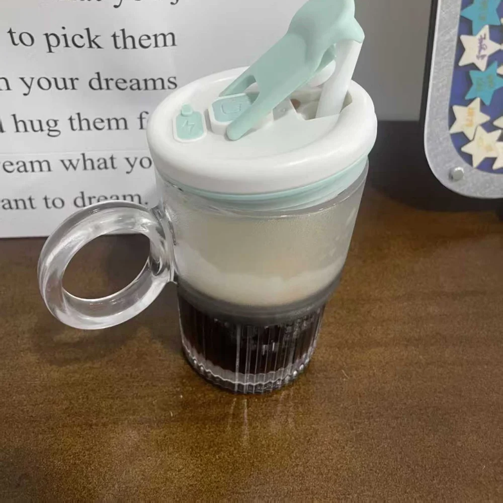 

USB Charge Self Stirring Mug,Rechargeable Auto Magnetic Coffee Mug, Mixing Glass Cup with Handle and Lid