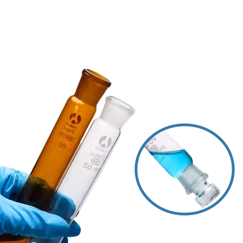 Tubo colorimétrico de vidro com plugue