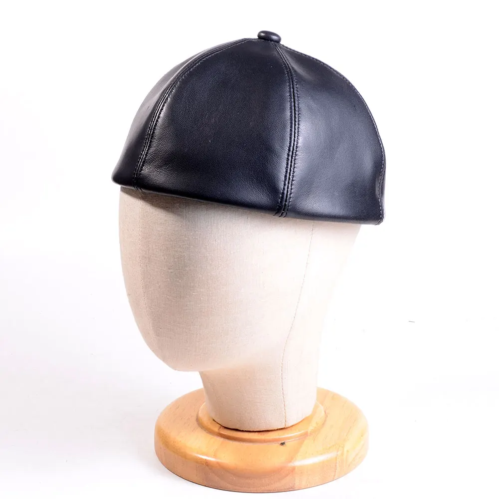 Men's Women's Real Leather Adjustable Round Cap Bonnet Zucchetto Toque Beanie Yarmulke Kippa Skullcap Painter Caps/Hats