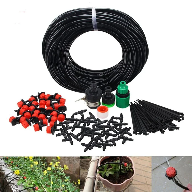 

25m Micro-drip DIY Drip Irrigation System Automatic Timing Watering Garden Hose Watering Kits with Adjustable Drippers