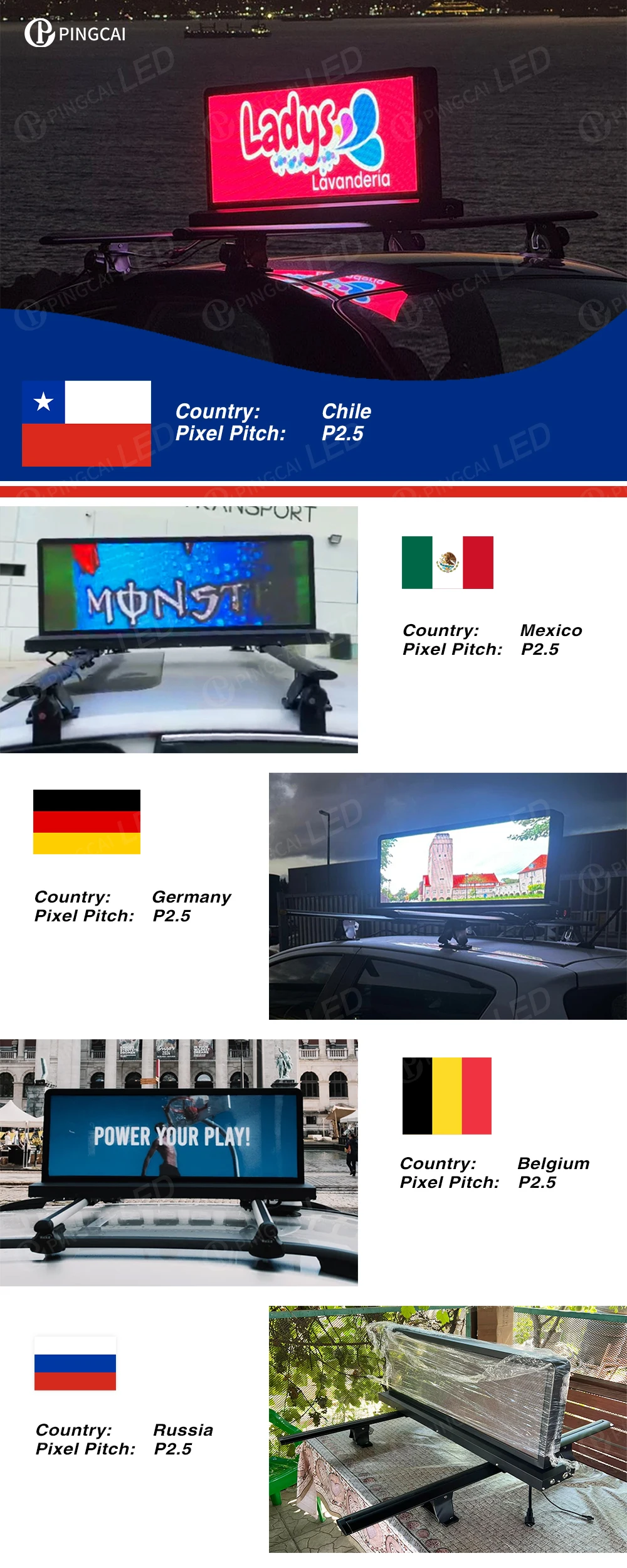 

Hot selling:P2.5 P3 P4 P5 Screen Car 960x320mm Display Top Car Roof Screen 3 Ways Pantalla Led Car Roof LED Screen with