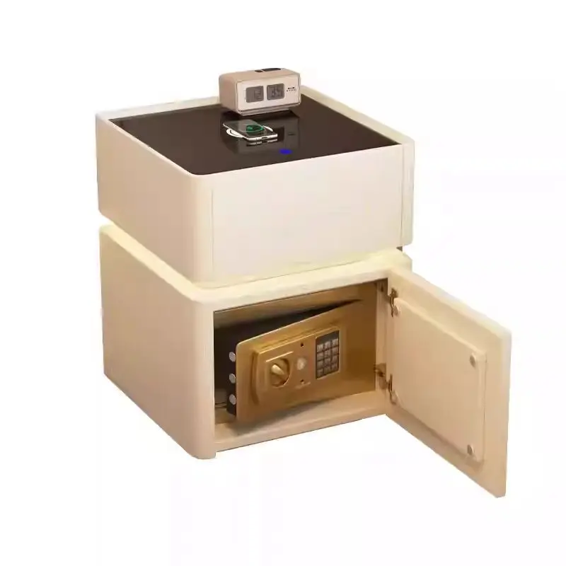 

New bedside table light luxury premium sense with safe with light Internet celebrity simple bedside small cabinet locker with lo