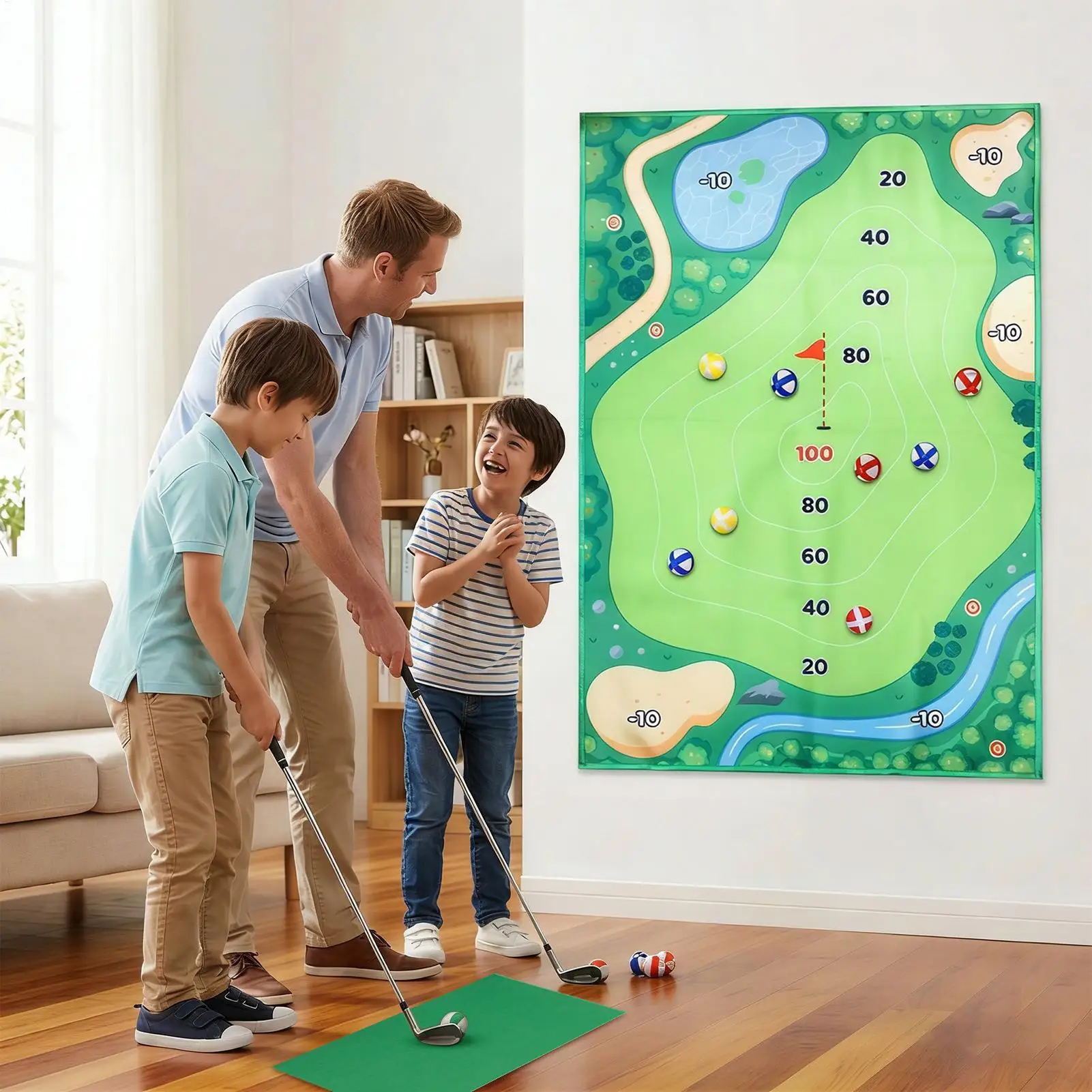 Golf Chipping Game Mat Portable Large Foldable Sticky Swing Trainer Golf Training Hitting Mat Sports Toy For Garden Yard Patio