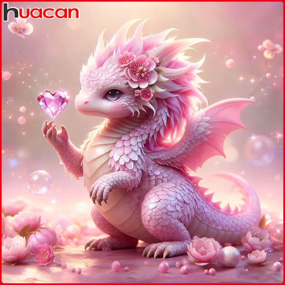 Huacan Diamantgemälde, Drachenblume, Diamantmosaik, Tier, neue Kollektion 2025, dekorative Gemälde
