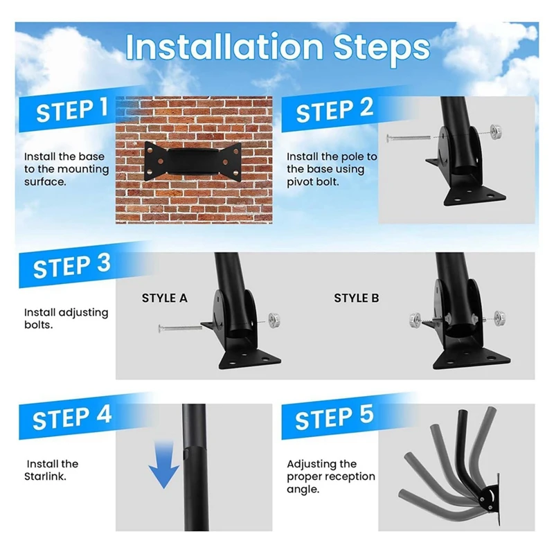 Mounting Kit For Starlink V2 Long Wall Mount And Pole Mount For Starlink Internet Kit Satellite