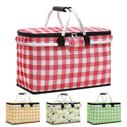 Beach Picnic Basket Lunch Bag Beach Basket Cooler Bag Collapsible Picnic Baskets Leak-Proof Portable Camping Cooler For Road