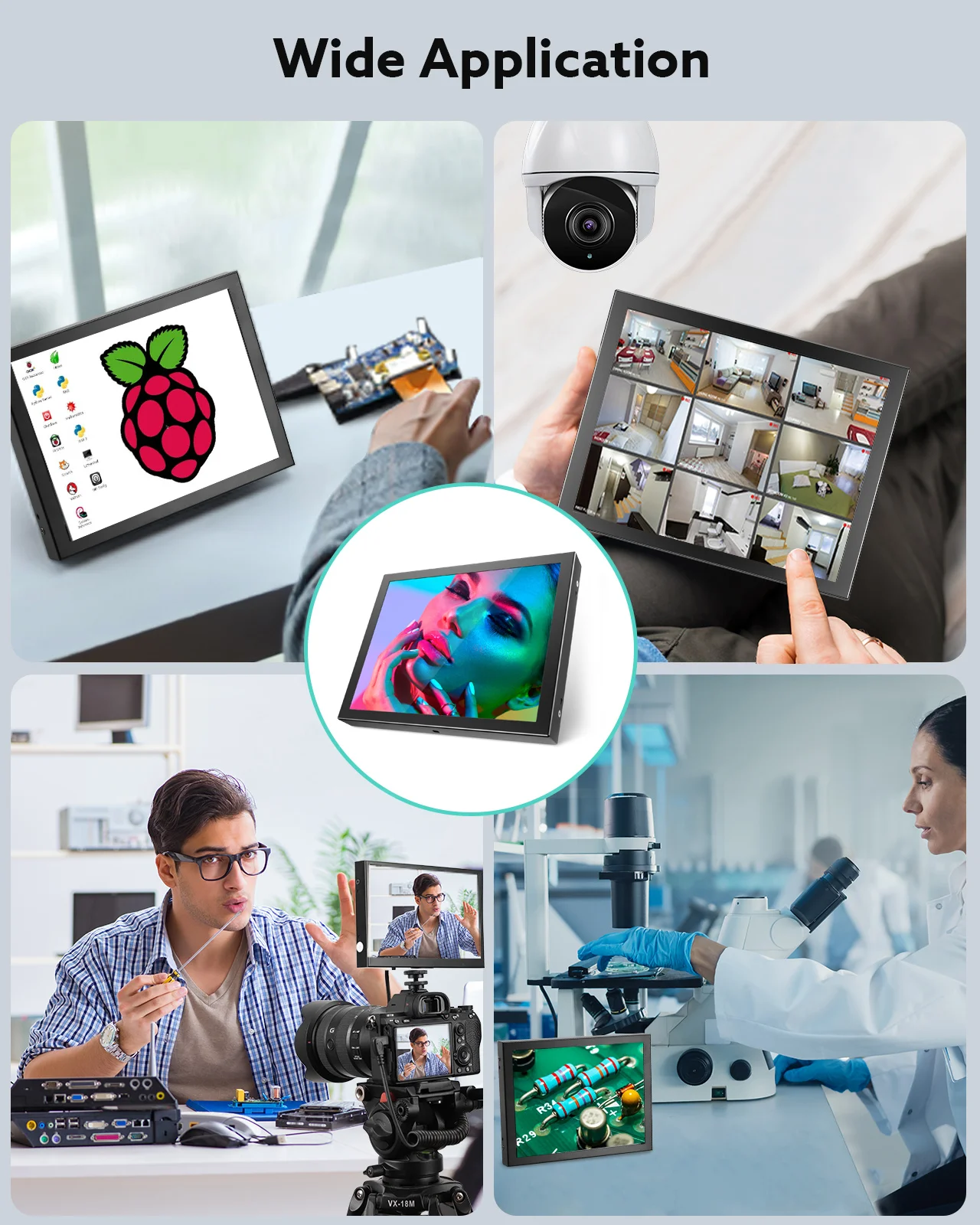 Eyoyo 8 / 5 Inch Portable Industrial Monitor 1024*768 LCD Display TFT Screen with HDMI VGA port Built-in Speaker For CCTV Raspberry Pi Car Rear View - view 8
