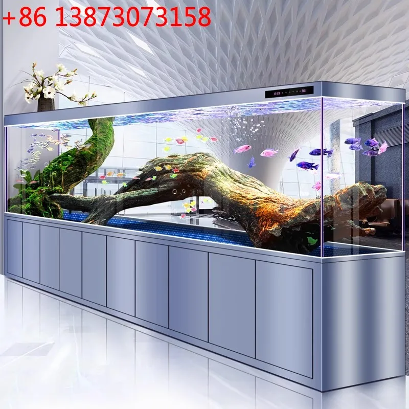 

Large fish tank ultra-white glass aluminum alloy screen partition Jinlong fish tank