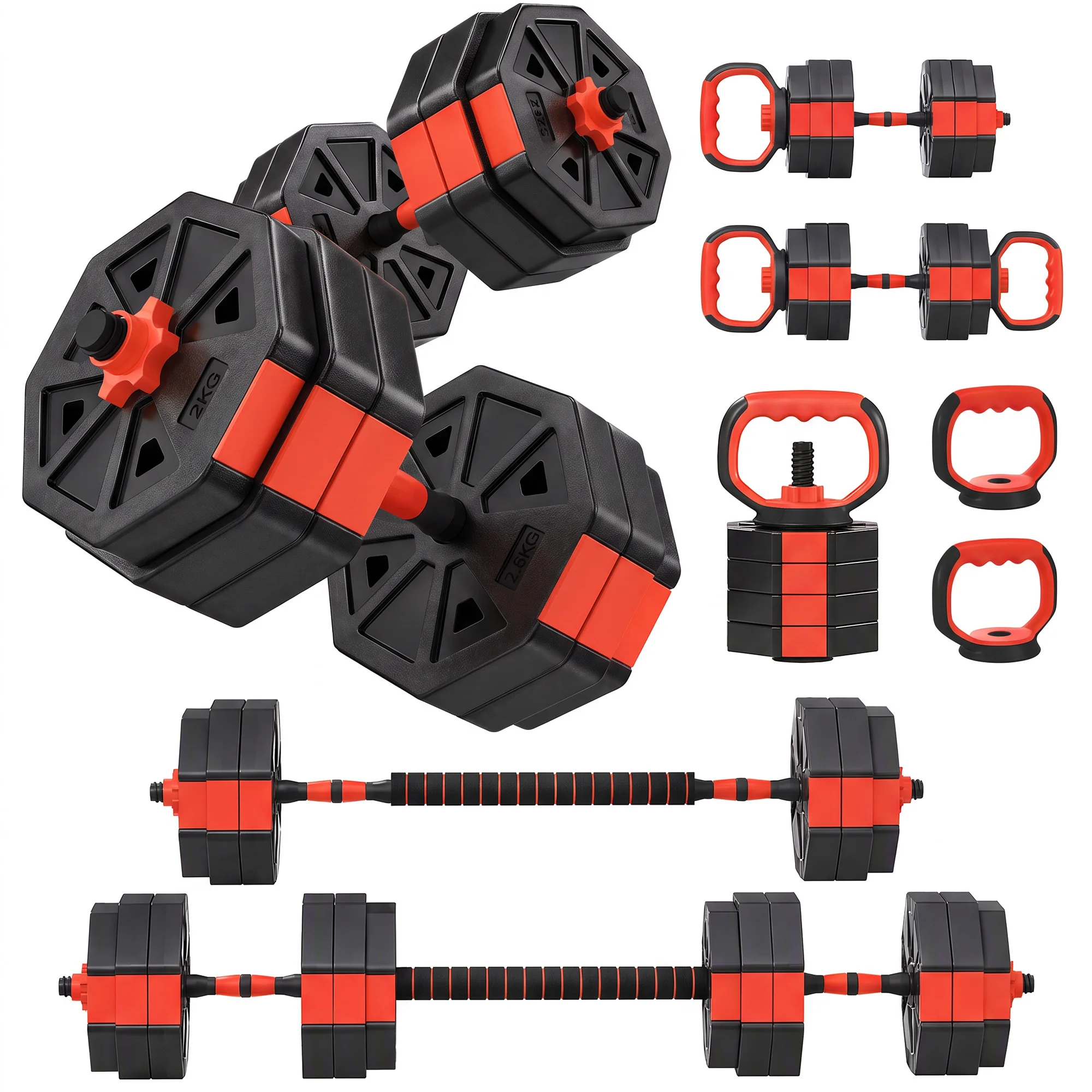 SPORTNOW Set di manubri 6-in-1, set di manubri corti e manubri lunghi, 25 KG