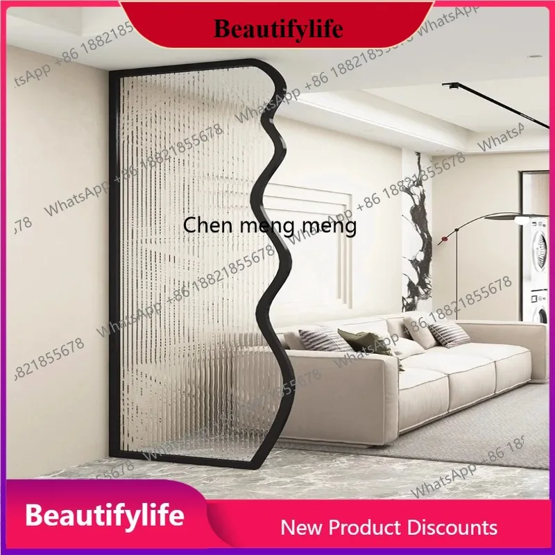D178  Stainless steel partition entrance modern simple living room bathroom half wall water pattern screen