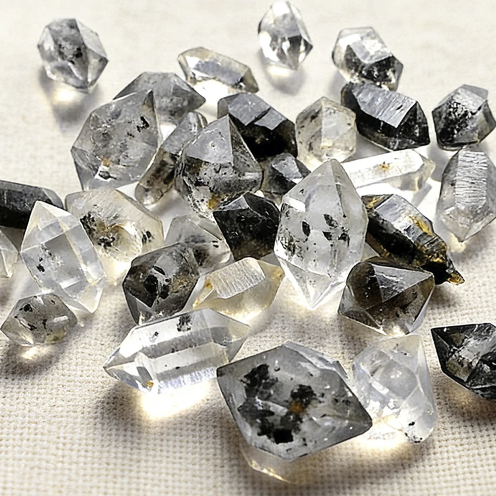 Cristales Naturales de Cuarzo Herkimer en Bruto, Paquete de 10-20g para Sanación Reiki, Manualidades, Fabricación DIY y Colección de Minerales, Tamaño 1-1.5cm