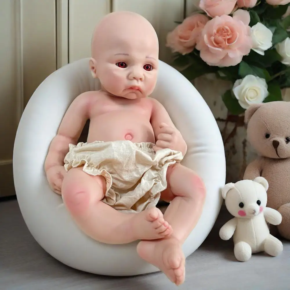 18 Inch Silicone Reborn Baby Doll Handmade Painted Newborn Open Eyed Babies Doll For Kids Age 3+ Birthday Gifts