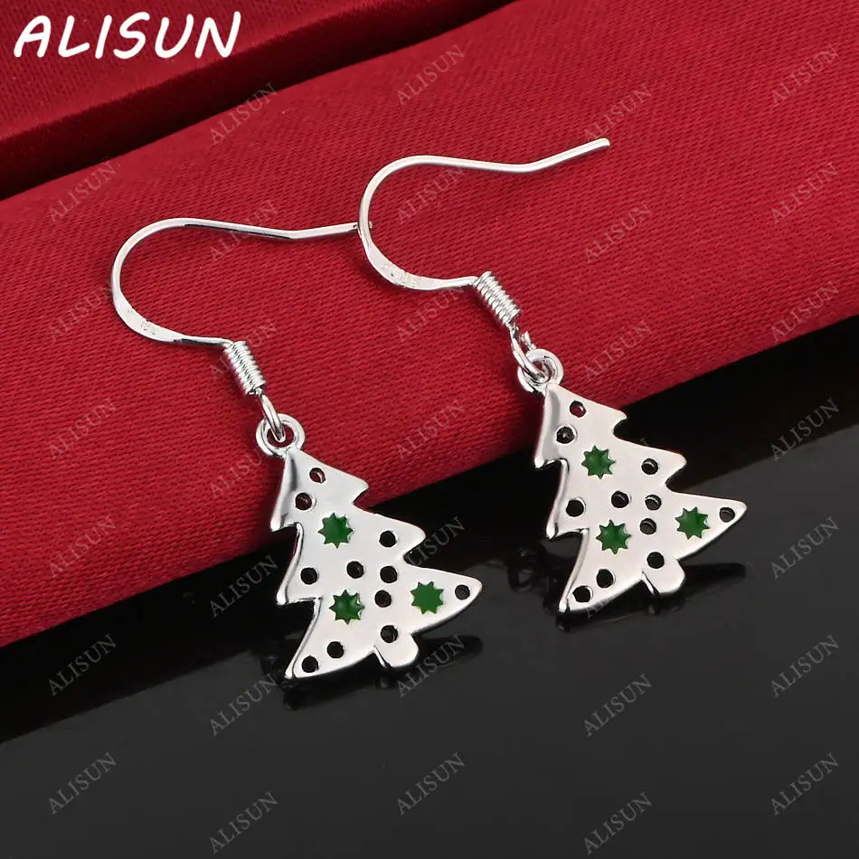 

ALISUN 925 Sterling Silver Christmas Tree Earrings Drop Earrings Creativity Gift Street All-match Party And Daily Wear