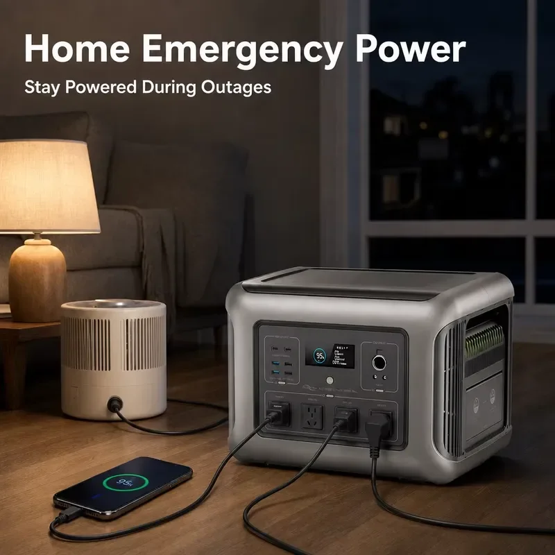 2500W Portable Power Station 27.4Kg Pure Sine Wave UPS Solar Generator AC Battery Backup for Outdoor Camping Fishing