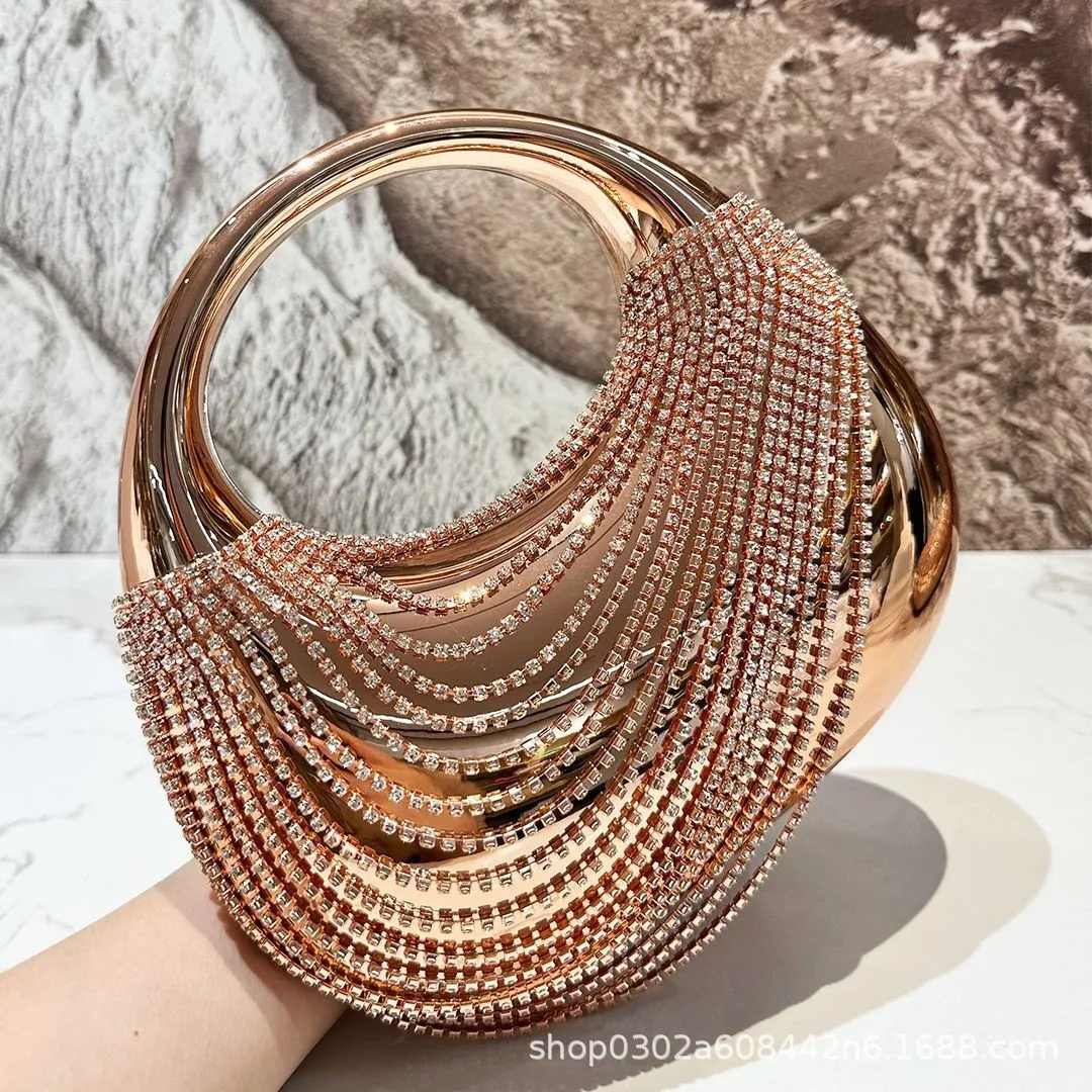 

Luxury silver diamond sparkling exquisite acrylic clutch bag fringed decorative dinner bag