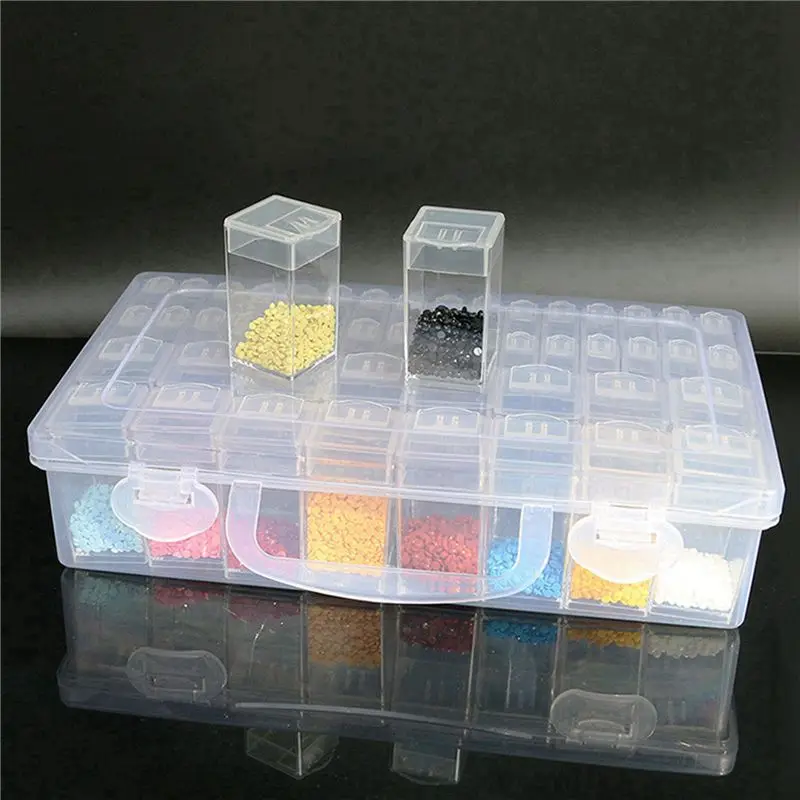 PZHI-2X 48 Compartment Storage Box Clear Seed Bead Organizer Small Removable Container With Lid