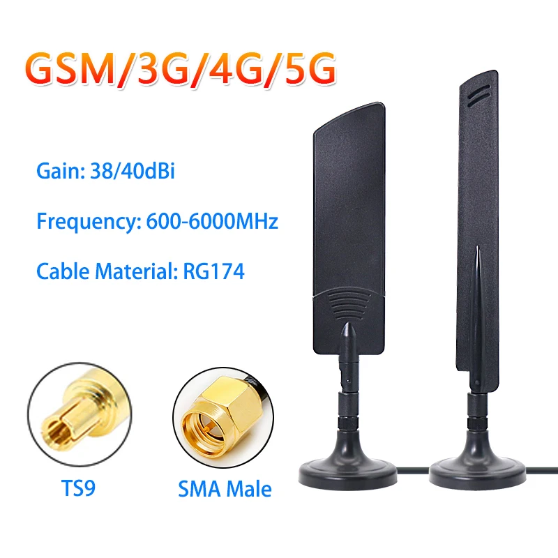 Outdoor GSM 3G 4G 5G Sucker Antenna 40dBi Booster TS9 SMA Male for Wifi CPE PRO Router Signal Amplifier External Extender Base