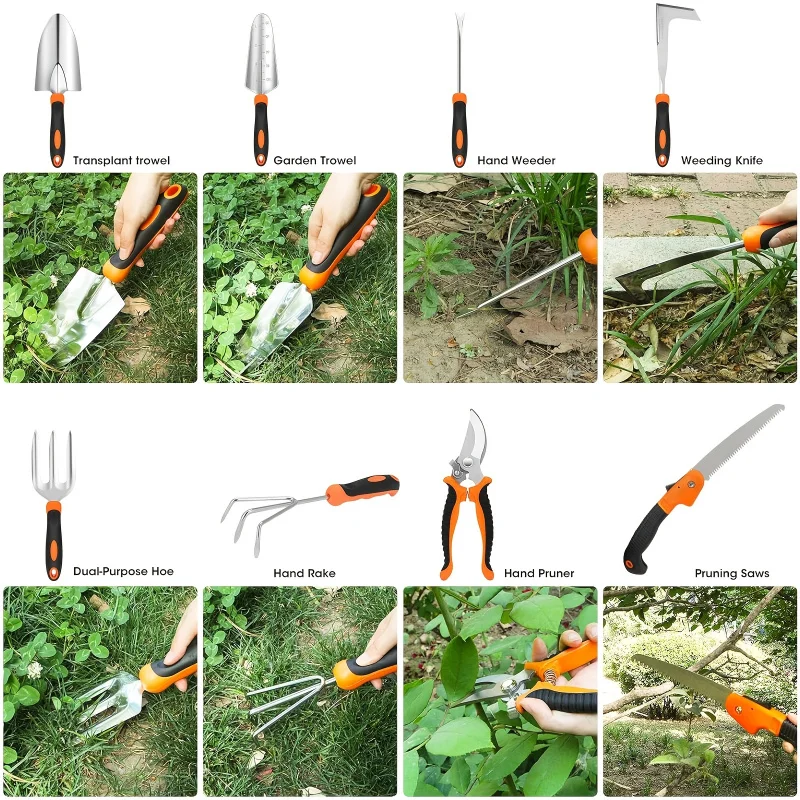 

Gardening Tool Set，Stainless Steel Heavy Duty Garden Tools，10pcs/ Set With Anti-Slip Handle，