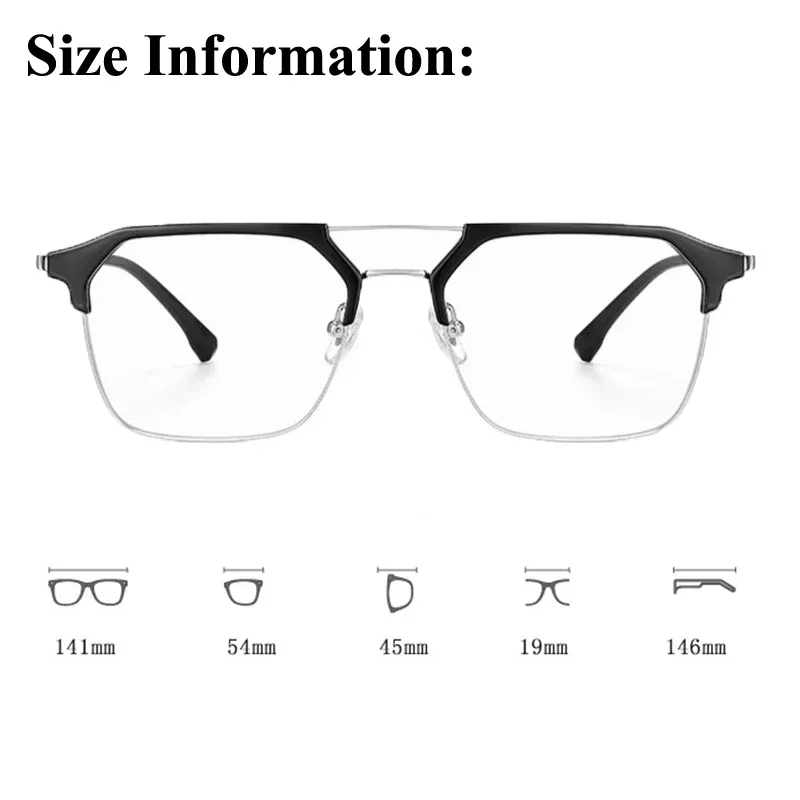 Retro Polygonal Full Frame Photochromic Near Sight Glasses Trendy Metal Double Beam Myopia Glasses  Anti Blue Light Glasses