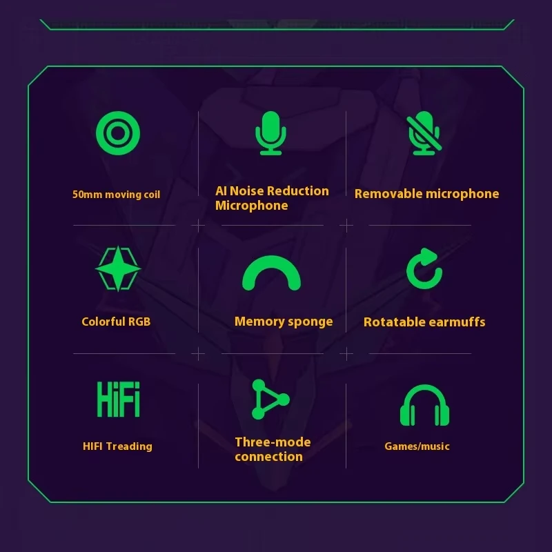 VALKYRIE VK S1 سماعة رأس بخاصية البلوتوث 50 مللي متر E-sports ديناميكية 3 وضع HIFI ضبط الكمون المنخفض عمر البطارية الطويل سماعة الألعاب مخصصة #4