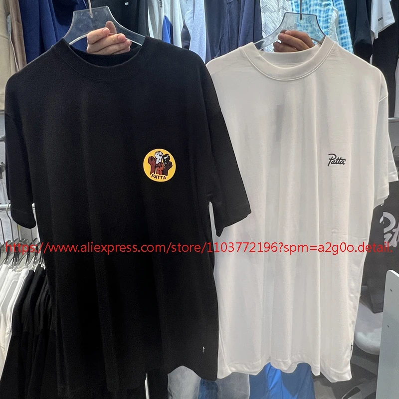 Trend Patta Short Sleeve Tops Summer New Cartoon Fist Print White Cotton PATTA T-shirt Tee