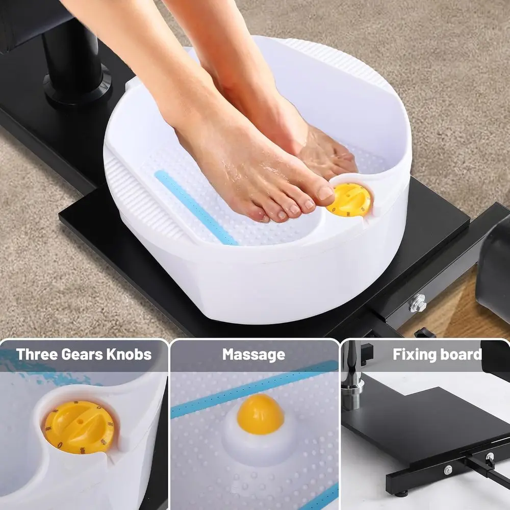 360 °   Cadeira giratória para pedicure com elevador hidráulico ajustável e apoio para os pés, preto-dourado para salões e spas