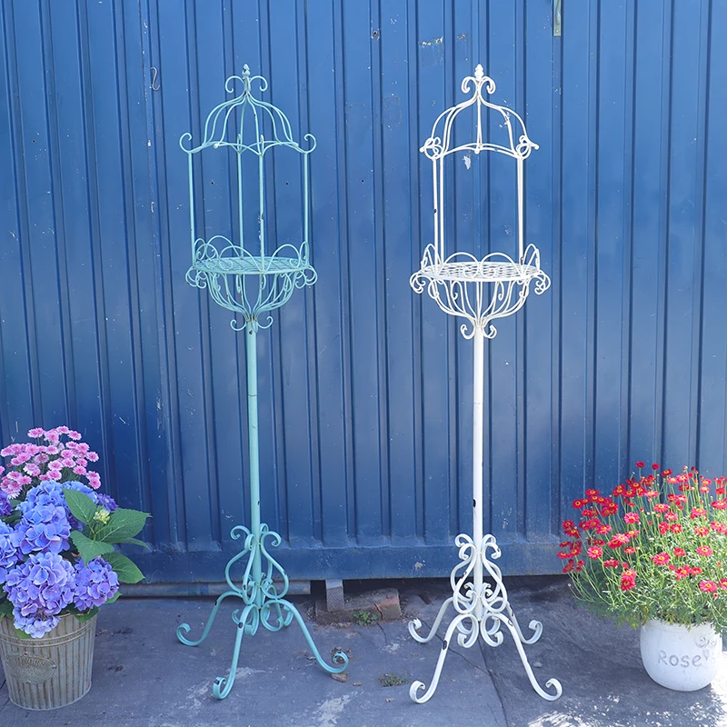 Wrought iron landing road guide birdcage flower stand upright floor birdcage wind lantern flower garden