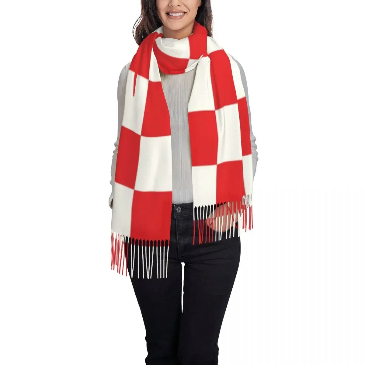 Croatia Style Chess Tassel Scarf Women Soft Shawl Wrap Lady Winter Scarves