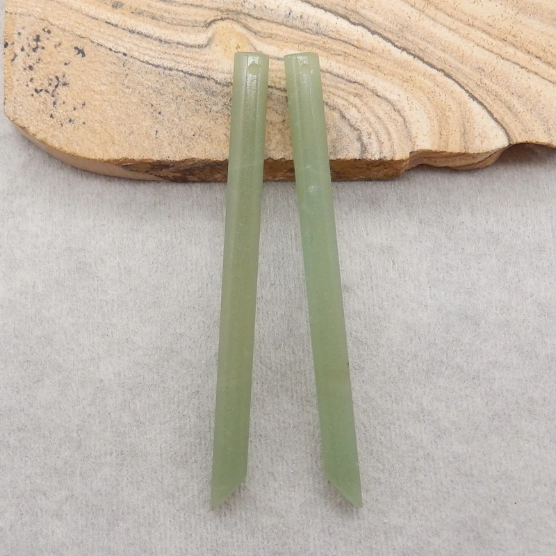 

Semiprecious Natural Stones Jewelry Green Aventurine Earrings Beads Accessories For Women,56x4x4mm,5g