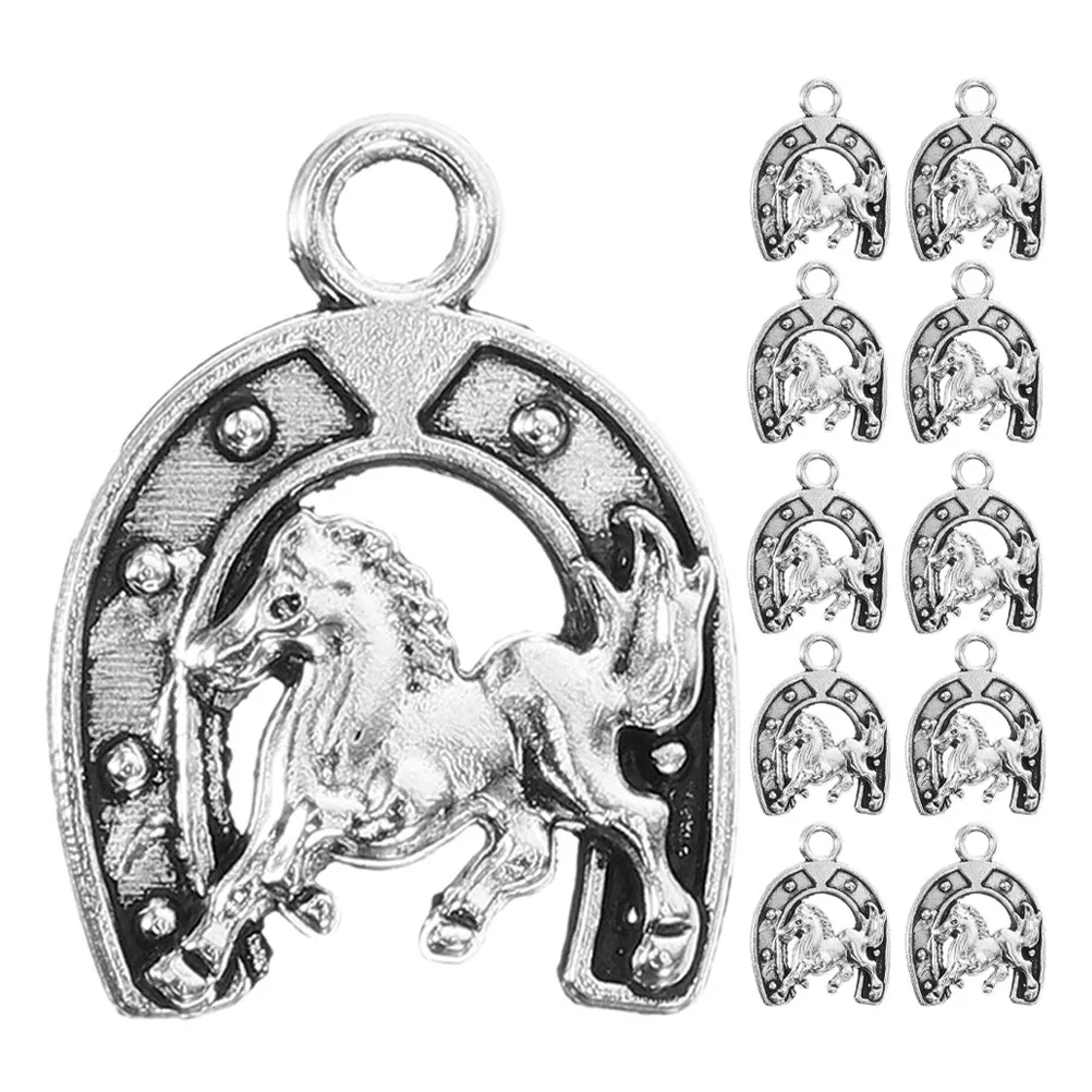 

20Pcs Western Cowboy Alloy Charms for DIY Jewelry Making Silver Horseshoe Horse Keychain Bracelet Necklace Accessories