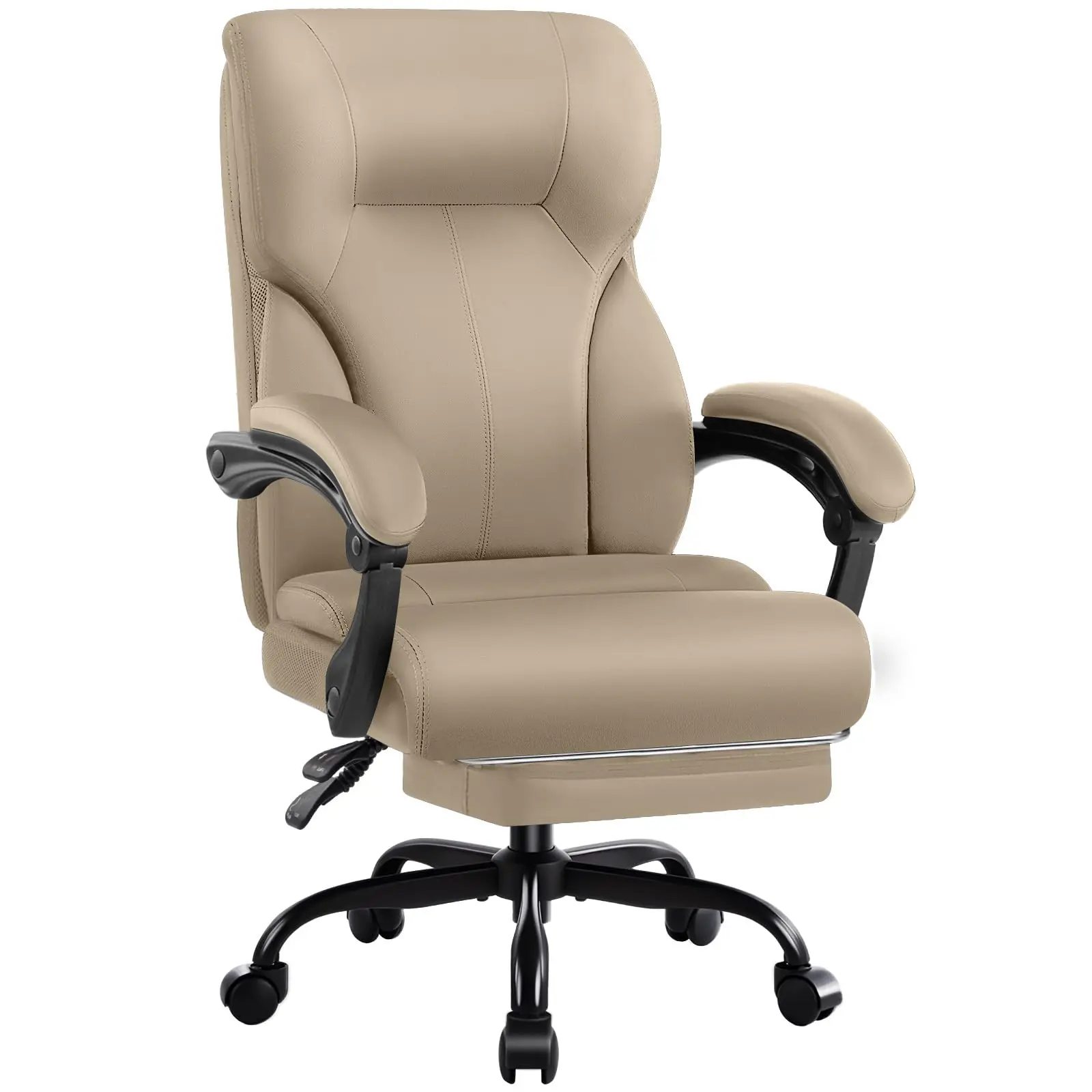 

Ergonomic High Back Office Chair With Footrest Padded Armrests PU Leather Swivel Rolling Task Chair For Home Office Adults
